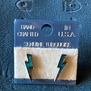 Turquoise Lightning Bolt Stud Earrings